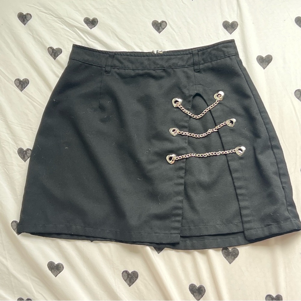Hot Topic Black Mini Skirt with Chain Details